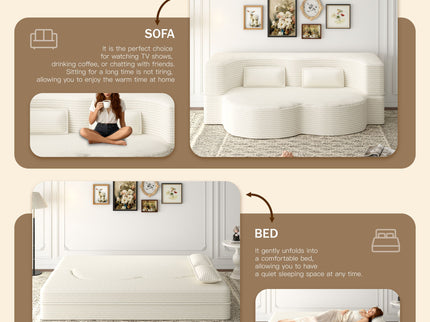 Floor Sofa With 2 Pillows, Convertible Twin Size Mattress For Living Room