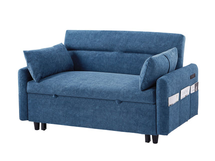 Pull Out Sleep Sofa Bed Loveseats Sofa Couch With Adjsutable Backrest, Storage Pockets, 2 Soft Pillows, USB Ports For Living Room, Bedroom, Apartment, Office