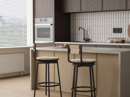 Bar Stools Swivel Counter Chairs With Metal Frame Hand Woven Paper Rope Dining Barstools For Kitchen Counter (Set of 2)