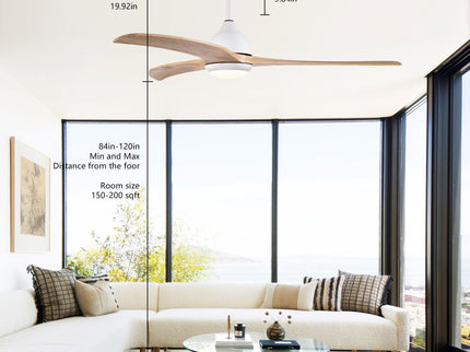 Indoor Outdoor Ceiling Fan With Light With Remote Control, Noiseless Reversible Motor, 6 Speed, 3 Color