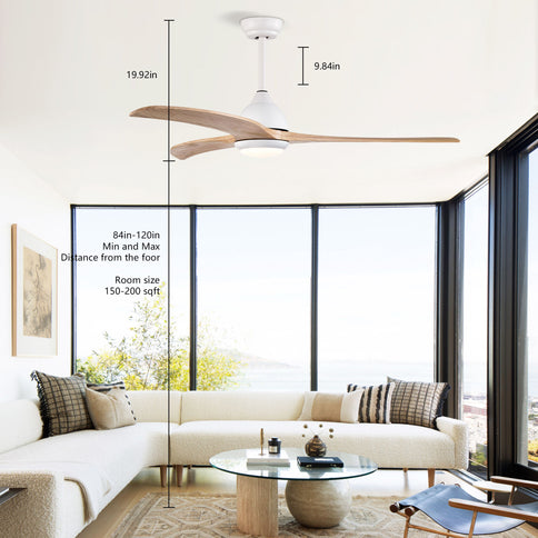 Indoor Outdoor Ceiling Fan With Light With Remote Control, Noiseless Reversible Motor, 6 Speed, 3 Color
