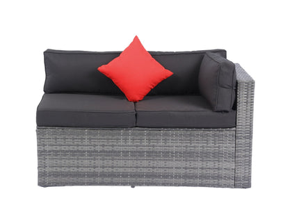 5 Pieces Rattan Sectional Outdoor Furniture Cushioned U Sof Set With 2 Pillow - Gray / Black