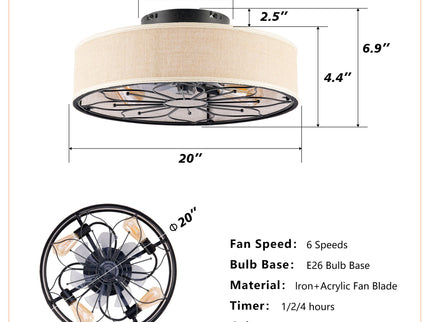 Lotus Bladeless Ceiling Fan With Remote Control For Living Room - Matte Black