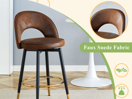 Upholstered Rotatable Bar Chair With Metal Legs For Dining Room
