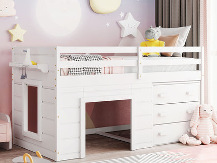 Loft Bed With Cabinet And Shelf