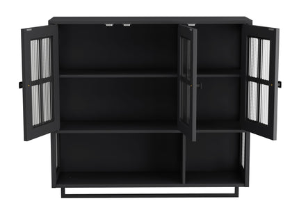 3 Door Wall Cabinet With Glass Door And Towel Bar