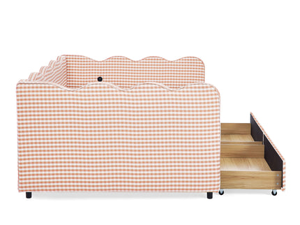 Gingham Daybed With USB Charging Port, Wave-Shaped Design