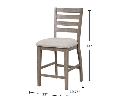 Counter Side Dining Stool With Ladder Back (Set of 2) - Gray