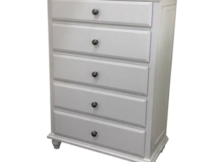 1 Piece Chest 5 Drawers Knob Handles Bedroom Furniture - White
