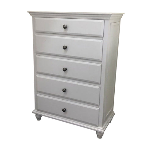 1 Piece Chest 5 Drawers Knob Handles Bedroom Furniture - White