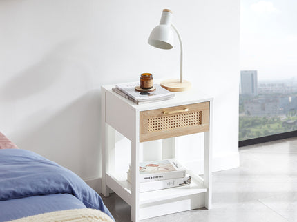 15.75" Rattan End Table With Drawer, Modern Nightstand, Side Table For Living Room, Bedroom