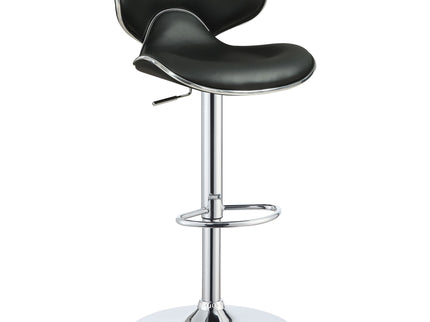 Bar Stool With Curved Design, Height Adjustable & Swivel Base (Set of 2) - Black