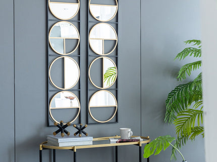 Eclectic Styling Metal Beaded Wall Mirror With Contemporary Design For Bedroom, Liveroom & Entryway