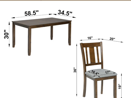 Kitchen Dining Set, Rectangular Dining Table With Upholstered Chairs