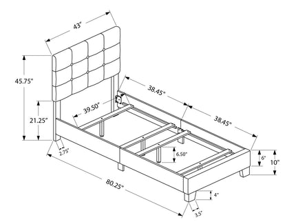 Bed, Upholstered, Frame Only, Transitional