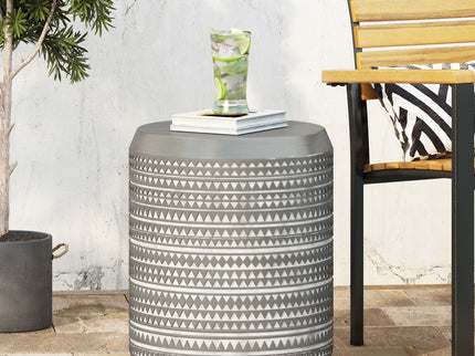 Outdoor Side Table With Cylindrical Shape - White