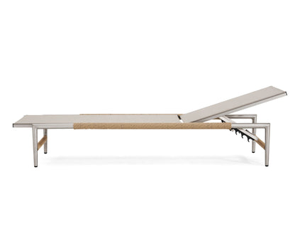 Hargrove - Outdoor Patio Aluminun Chaise Lounge, Outdoor Mesh Seat - Natural / Silver