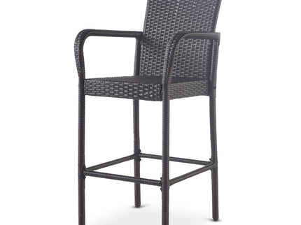 Outdoor Wicker Barstools With Rattan And Iron Frame