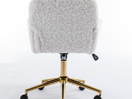 Office Chair, Artificial Rabbit Hair Home Office Chair With Metal Base, Adjustable Desk Chair Swivel Office Chair, Vanity Chair