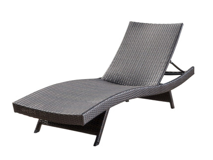 Mysticism Outdoor Chaise Lounge With Adjustable Backrest And Foldable Legs - Brown Multi