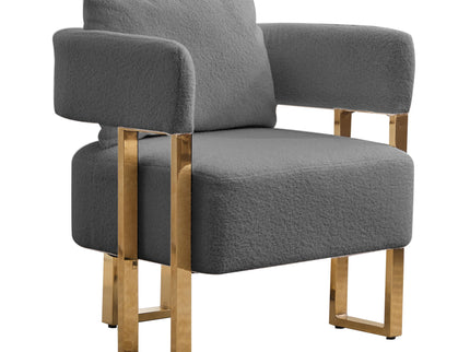 Modern Decorative Chair Teddy Fleece Upholstered And Metal Foot