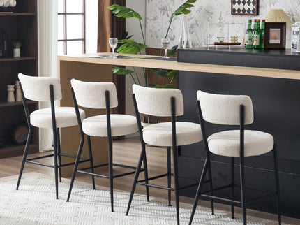 Modern Teddy Fabric Upholstered Bar Stools - Legs