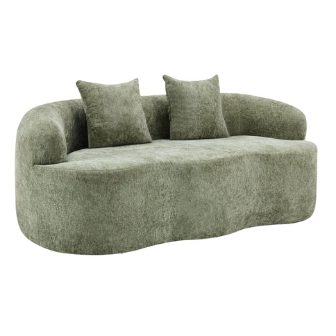 Curved Loveseat Sofa With Round Armrest