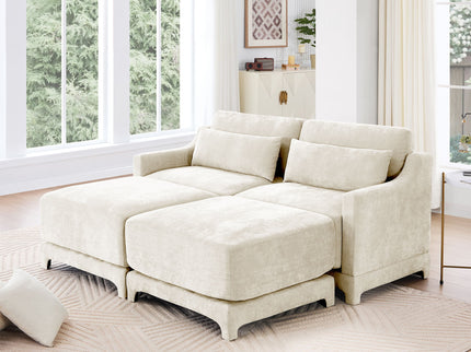Stylish Sofa With Ottoman And Lumbar Pillows, Ergonomic Design