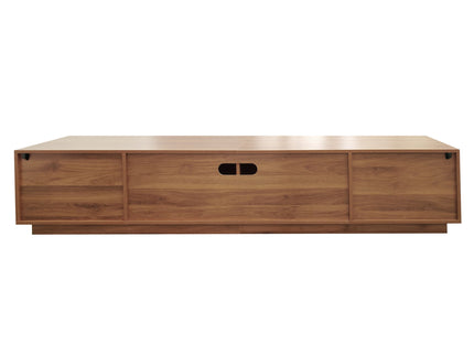 TV Stand, Entertainment Center With Fluted Door & Cable Management, Soft Closing Hinges - Walnut