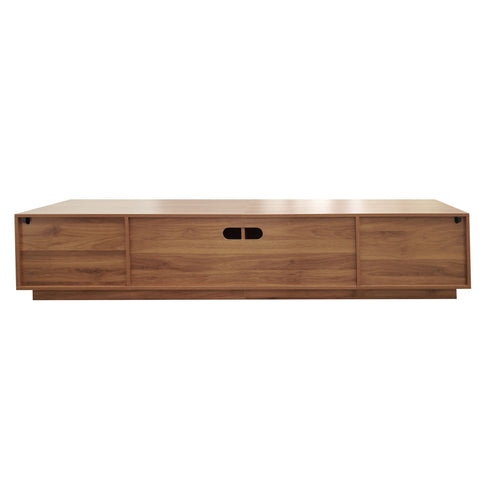 TV Stand, Entertainment Center With Fluted Door & Cable Management, Soft Closing Hinges - Walnut