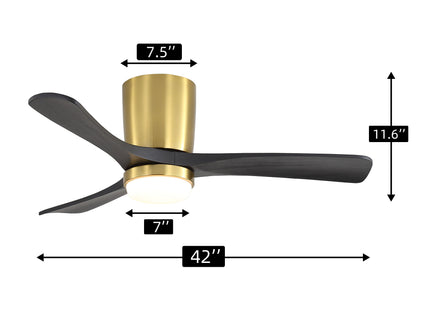 42" Ceiling Fan With Dimmable LED Light, DC Reversible Motor, 6 Speed Adjustable For Living Room - Gold / Black