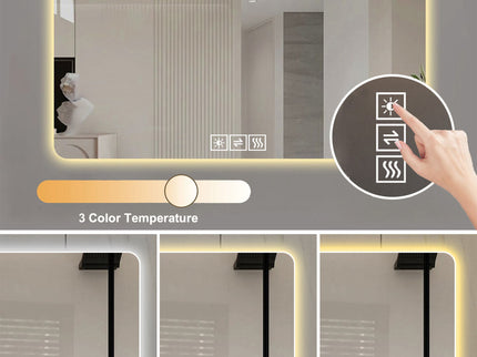 LED Bathroom Mirror With 3 Color Dimmable Backlight