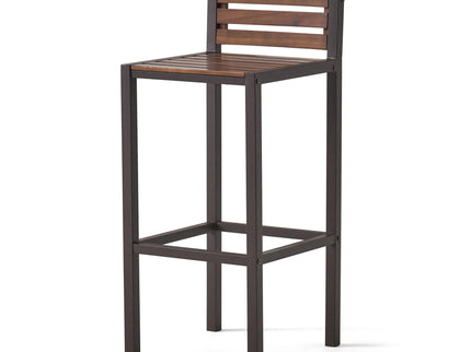 Outdoor Barstool With Slat Panel Design (Set of 2) - Dark Brown