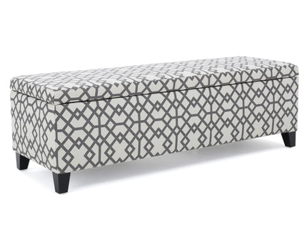 Quotient - Upholstered Storage Ottoman With Tapered Block Feet - Gray / White