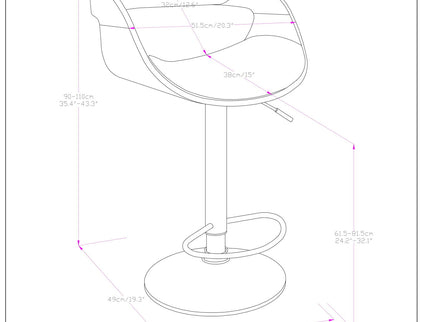 Archer - Adjustable Swivel Bar Stool - Black
