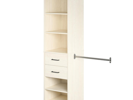 Kelly - 5 Shelf 2 Drawer Closet Organizer With 3 Adjustable Hanging Rods - Ivory