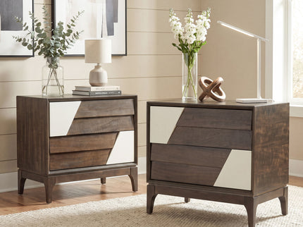 Japandi 2 Drawer Nightstand With Geometric Design
