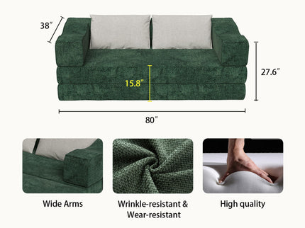 3 Seat Folding Floor Couch & King Size Bed Mattress