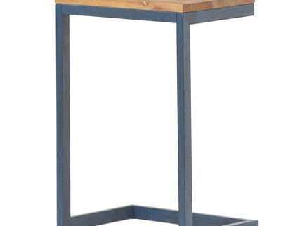 C Shaped End Table With Iron Base And Fir Wood To