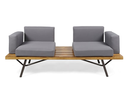 Outdoor Sofa With Cushions And Iron Legs - Dark Gray