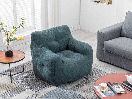 Soft Teddy Fabric Tufted Foam Bean Bag Chair With Teddy Fabric