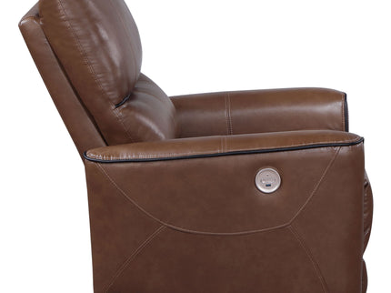 Denson - Upholstered Power Recliner Chair With USB Charging And Smooth Button Recline - Brown