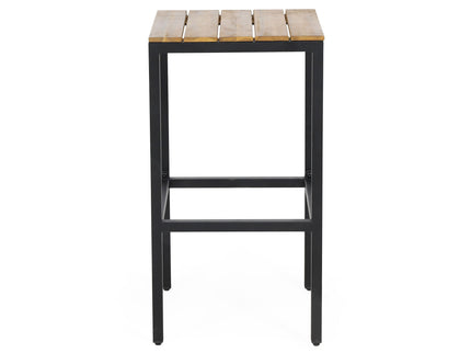 Outdoor Bar Stool With Slat Design And Metal Frame (Set of 2)
