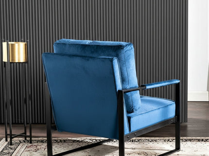 Classic Mid Century Modern Accent Chair With Durable Square Metal Frame, Armchair