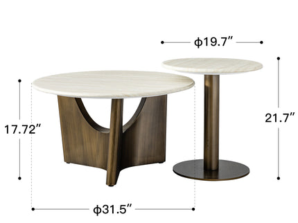 Nesting Coffee Table Set - Antique Bronze / Beige