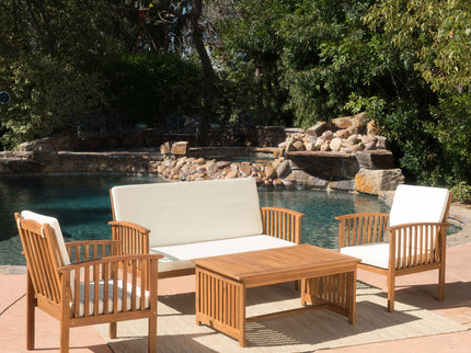 4 Piece Set Outdoor Chat Set With Water Resistant Cushions