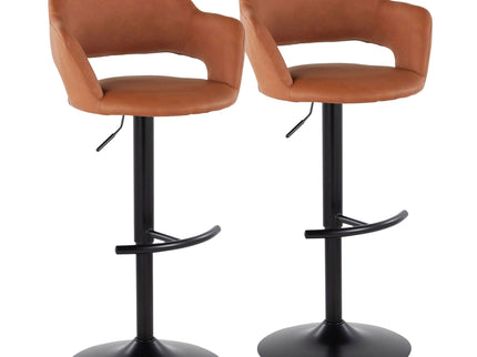 Margarite - Contemporary Adjustable Barstool With Swivel With Rounded T Footrest (Set of 2)