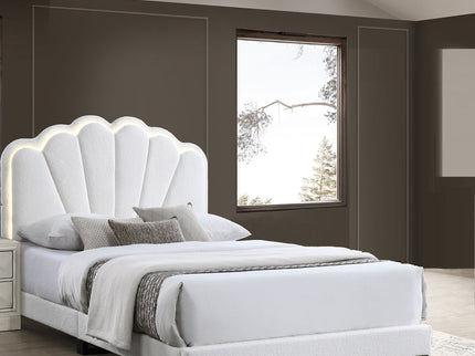 Bed With Floral Design Headboard And Built In LED Lighting