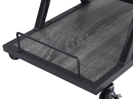 Industrial Bar Cart Kitchen Bar & Serving Cart For Home With Wheels 3 Tier Storage Shelves - Black / Gray