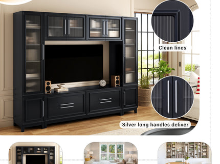 Wall Unit Modern Entertainment Center With Glass Doors